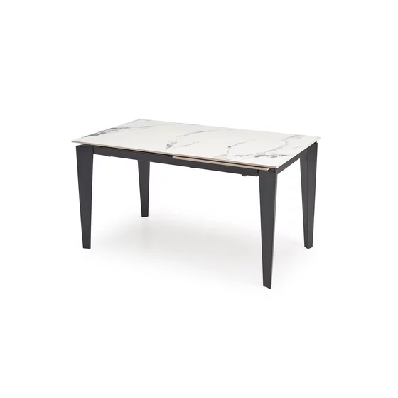 Masa Extensibila Hagen 137, 141-201x81x76 cm, Otel Vopsit/Piatra Sinterizata, Negru/Alb Marmura picture - 2