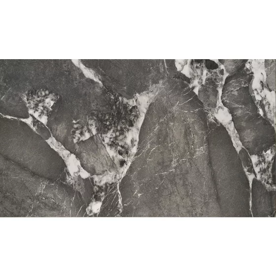Masa Extensibila Hagen 137, 141-201x81x76 cm, Otel Vopsit/Piatra Sinterizata, Negru/Gri Marmura picture - 3