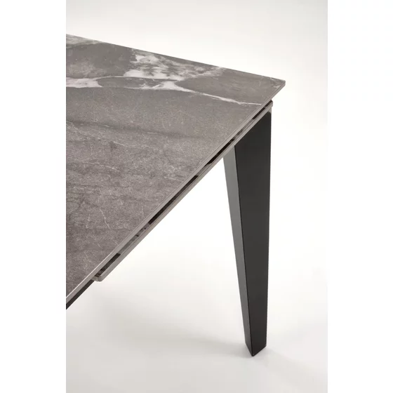 Masa Extensibila Hagen 137, 141-201x81x76 cm, Otel Vopsit/Piatra Sinterizata, Negru/Gri Marmura picture - 4