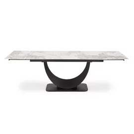 Masa Extensibila Hagen 138, 160-240x92x75 cm, Otel Vopsit/Piatra Sinterizata, Negru/Beige Marmura