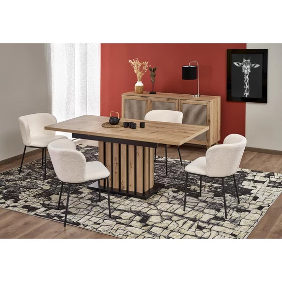 Masa Extensibila HAGEN 160, 160-210x90x76 cm, Stejar Artisan/Negru picture - 1