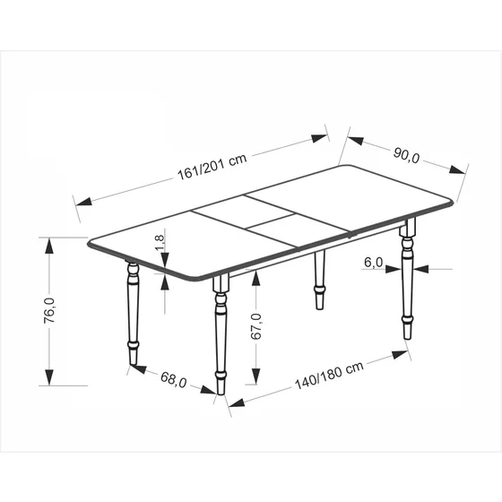 Masa Extensibila Hagen 25006, 160-200-90x76 cm, Lemn/MDF, Alba picture - 8