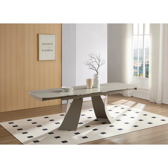 Masa Extensibila Portobello, 160-200-240x90x75 cm, Metal/Piatra Sinterizata, Beige/Taupe picture - 1