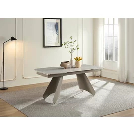 Masa Extensibila Shape, 180-220-260x90x75 cm, Metal/Piatra Sinterizata, Gri Deschis/Taupe