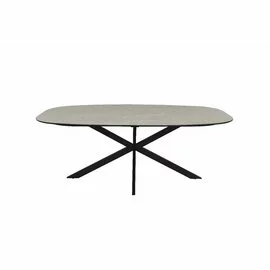 Masa Flair, 160x90x76 cm, Metal/MDF Laminat, Negru/Gri Beton