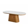 Masa Ovala Gordon, 200x90x75 h cm, MDF/Ceramica, Nuc American/Alb Ceramic picture - 1