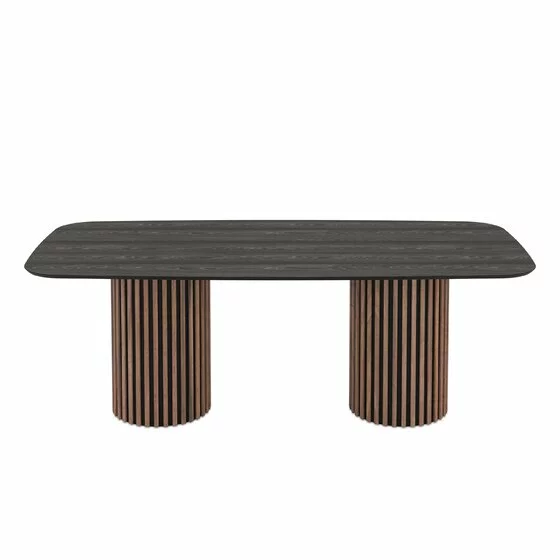 Masa Oslo, 220x103x76 cm, MDF, Stejar-Negru/Gri picture - 1
