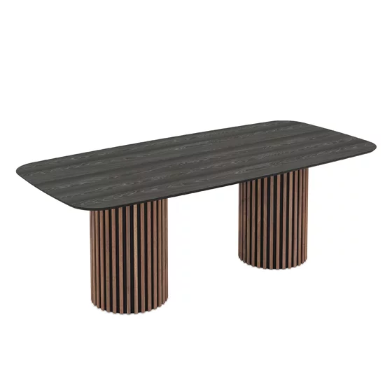 Masa Oslo, 220x103x76 cm, MDF, Stejar-Negru/Gri picture - 2