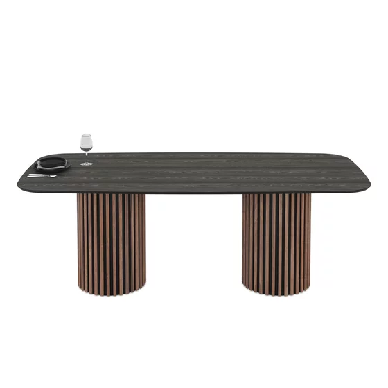 Masa Oslo, 220x103x76 cm, MDF, Stejar-Negru/Gri picture - 3