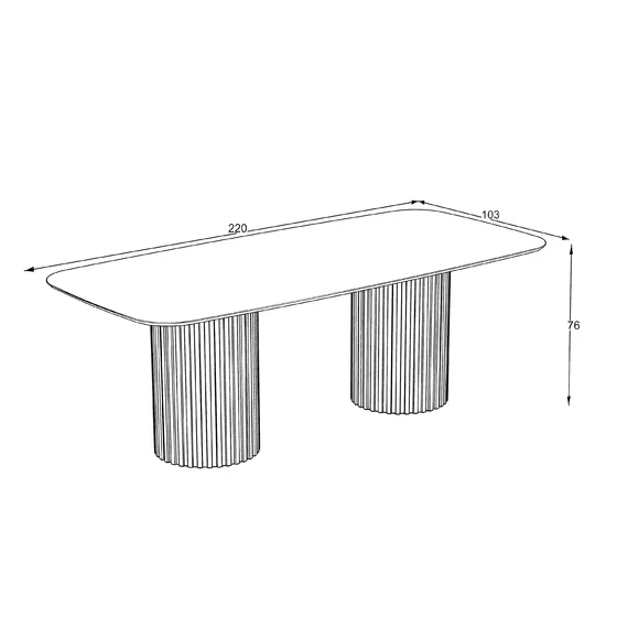 Masa Oslo, 220x103x76 cm, MDF, Stejar-Negru/Gri picture - 5