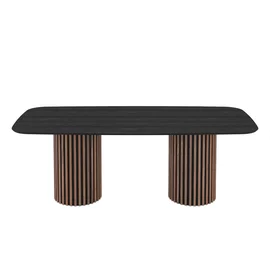 Masa Oslo, 220x103x76 cm, MDF, Stejar-Negru/Negru Senkron