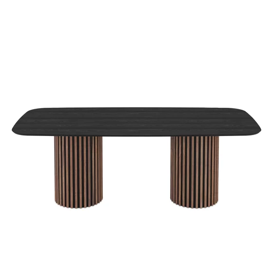 Masa Oslo, 220x103x76 cm, MDF, Stejar-Negru/Negru Senkron picture - 2
