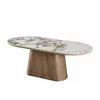 Masa Ovala Gordon, 200x100x75 h cm, MDF/Piatra Sinterizata, Stejar/Beige Pandora picture - 1