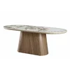 Masa Ovala Gordon, 200x100x75 h cm, MDF/Piatra Sinterizata, Stejar/Beige Pandora picture - 2