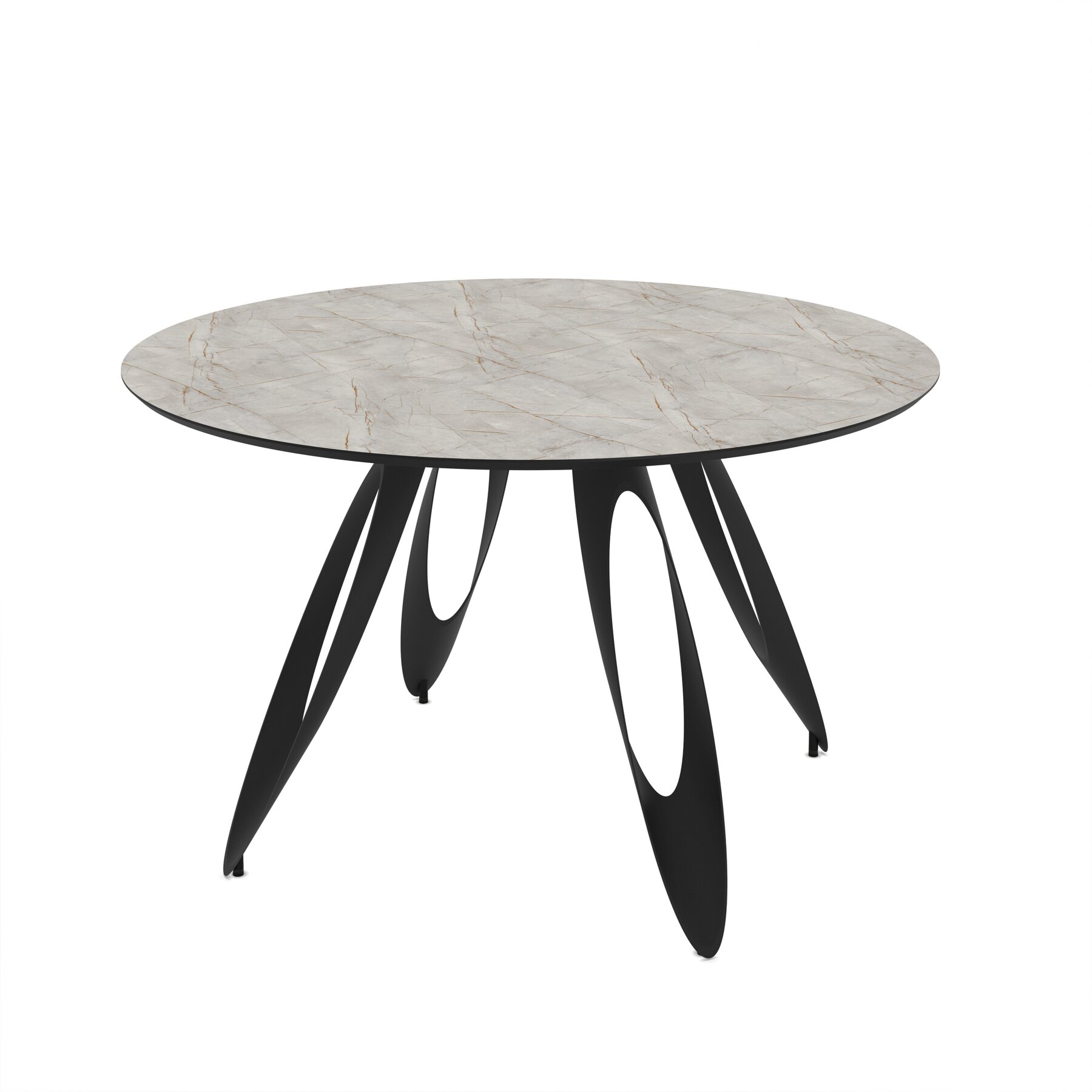 Masa Rotunda Galaxy 130, Ø130x76 cm, Metal/MDF, Negru/Gri Mat