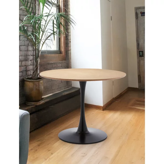 Masa Rotunda Marseille, Ø100 cm, Metal/MDF, Negru/Stejar picture - 1