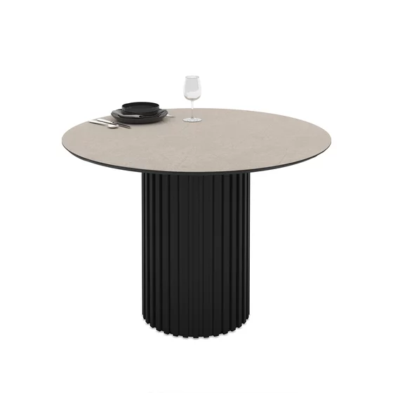 Masa Rotunda Olympus Anemon, Ø110x76 cm, MDF, Negru/Beige picture - 1
