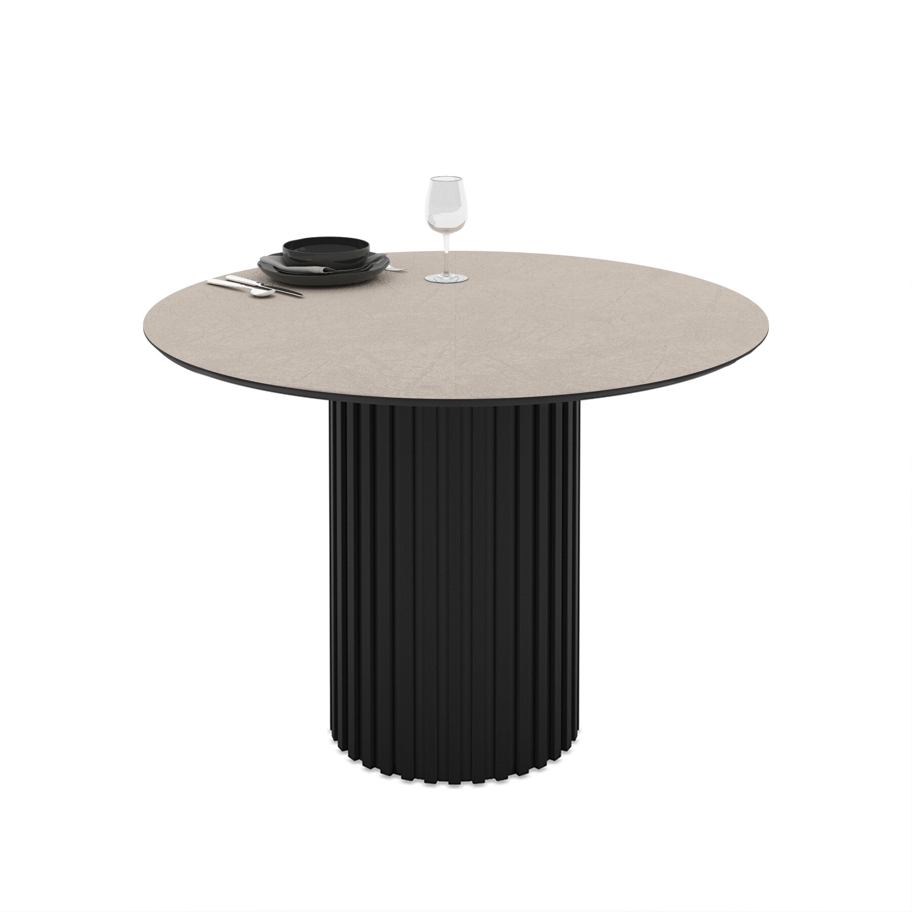 Masa Rotunda Olympus Anemon, Ø110x76 cm, MDF, Negru/Beige