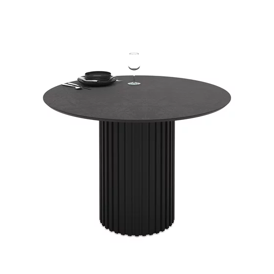 Masa Rotunda Olympus Yosun, Ø110x76 cm, MDF, Negru/Antracit Piatra picture - 1