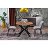 Masa Rotunda Peroni, 100-250x100x75 h cm, Metal/MDF Laminat - Negru/Nuc picture - 1