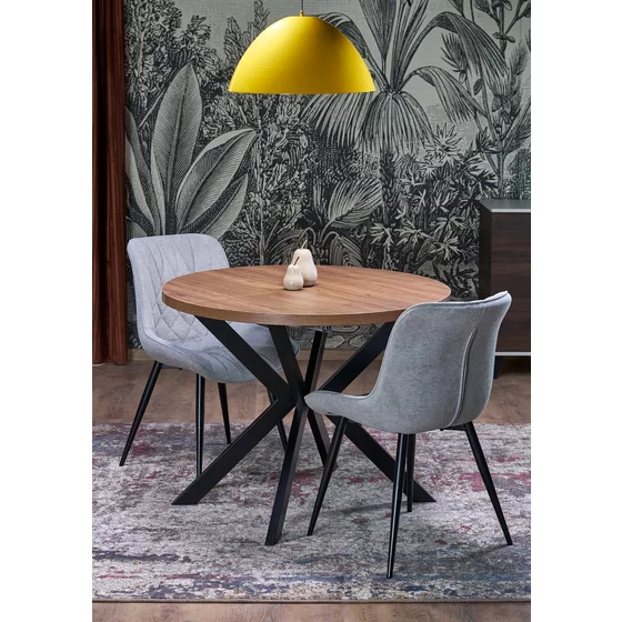 Masa Rotunda Peroni, 100-250x100x75 h cm, Metal/MDF Laminat - Negru/Nuc picture - 3