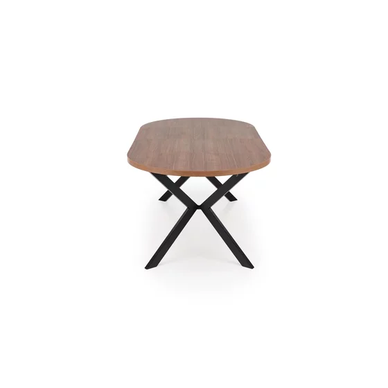 Masa Rotunda Peroni, 100-250x100x75 h cm, Metal/MDF Laminat - Negru/Nuc picture - 5