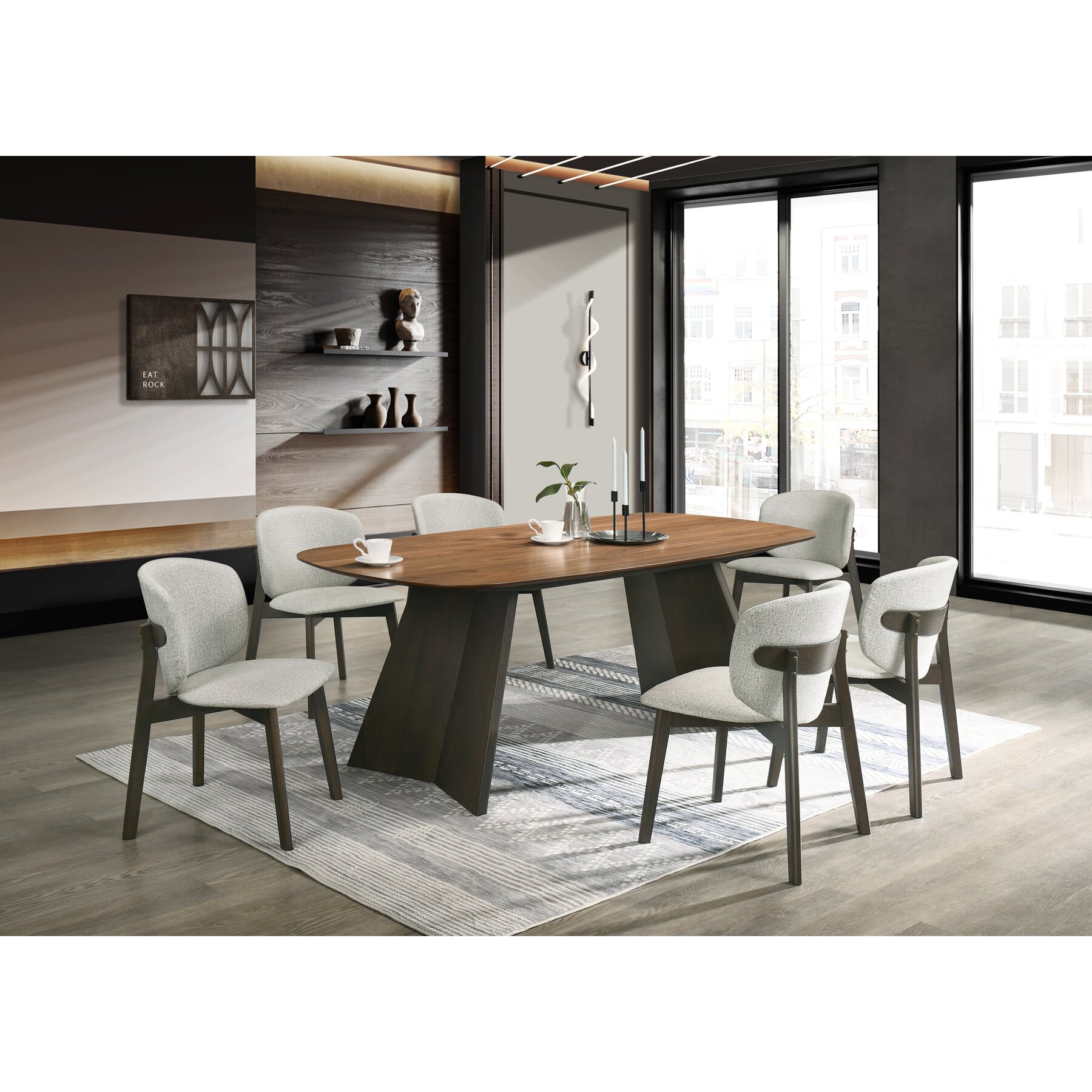 Masa Vigo, 200x100x76 cm, MDF/Furnir, Ebony/Nuc - Kalenda