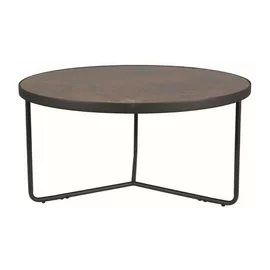 Masuta De Cafea Antila, Ø80X40 cm, Metal, Sticla cu Efect de Piatra, Negru/Maro