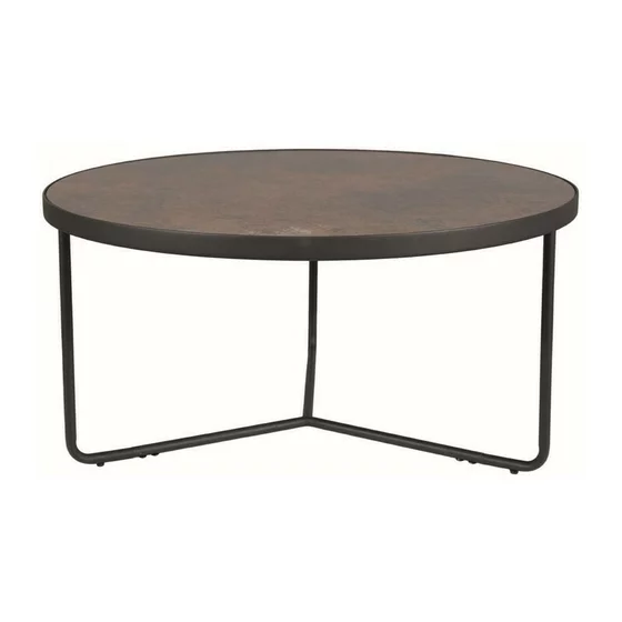Masuta De Cafea Antila, Ø80X40 cm, Metal, Sticla cu Efect de Piatra, Negru/Maro picture - 1