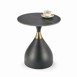 Masuta de Cafea Hagen 249, Ø50x57 cm, Metal/Ceramica, Neagra