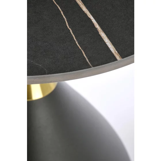 Masuta de Cafea Hagen 249, Ø50x57 cm, Metal/Ceramica, Neagra picture - 2