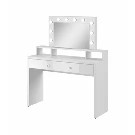 Masuta de Toaleta Cu Oglinda si sistem de iluminat, Aria - 120x40x136 cm, Alb/Alb Lucios