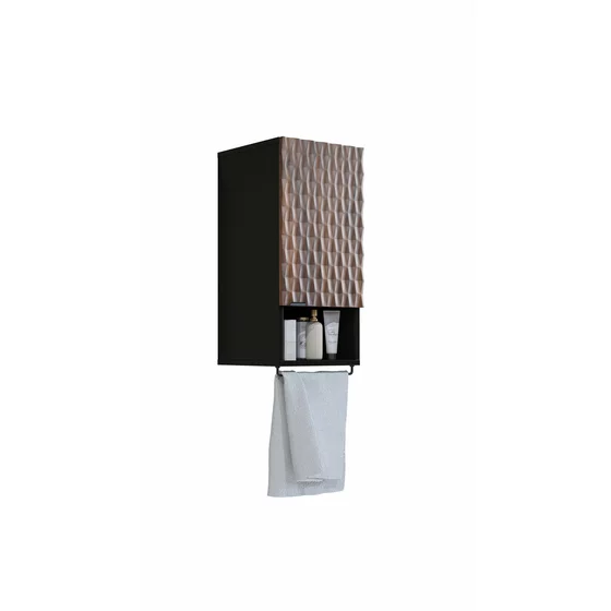 Mobilier de Baie Enzo, 3 Piese, Fronturi MDF,  Negru Onyx/Catania picture - 2