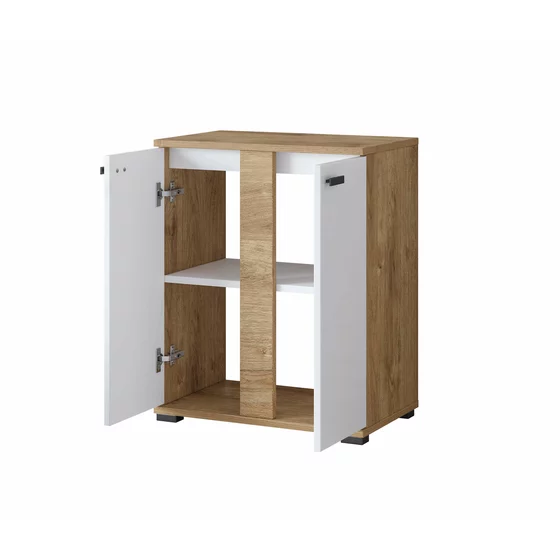 Mobilier de Baie Fargo, 5 Piese, Fronturi MDF,  Stejar Auriu Harbor/ Alb Lucios picture - 8