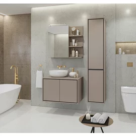 Mobilier de Baie Irvine, 3 Corpuri Supendate, Fronturi MDF,  Beige Congo