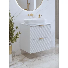 Mobilier de Baie Laura, 2 Corpuri Supendate, Fronturi MDF, Alb