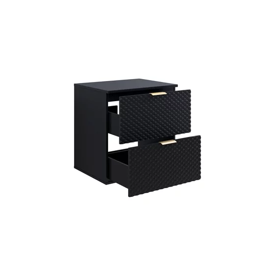 Mobilier de Baie Laura, 2 Corpuri Supendate, Fronturi MDF, Negru picture - 3