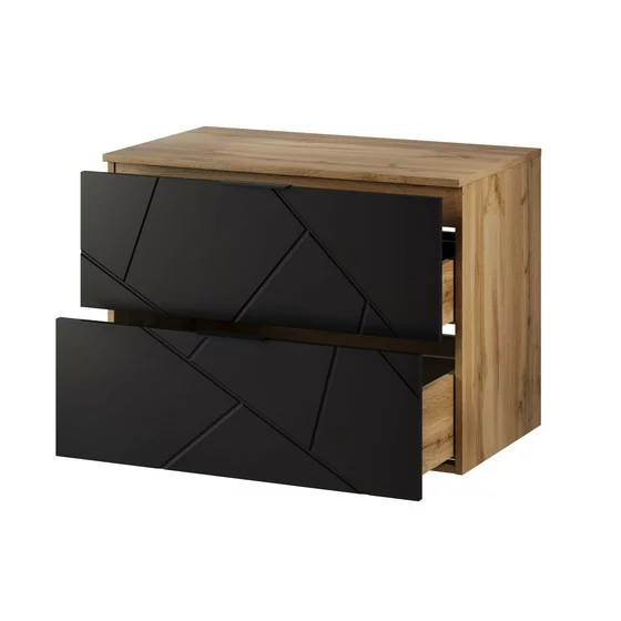 Mobilier de Baie Mazi, 4 piese - Stejar Wotan/Negru picture - 2
