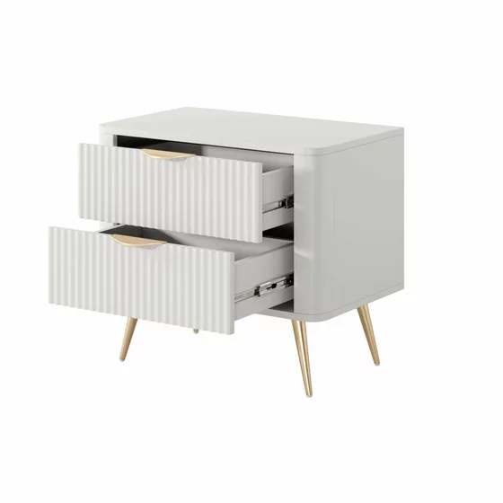 Noptiera Lante 2 Sertare, 63.2x38x55.3 cm, MDF, Alb picture - 4