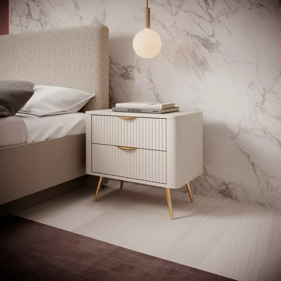 Noptiera Lante 2 Sertare, 63.2x38x55.3 cm, MDF, Beige picture - 2
