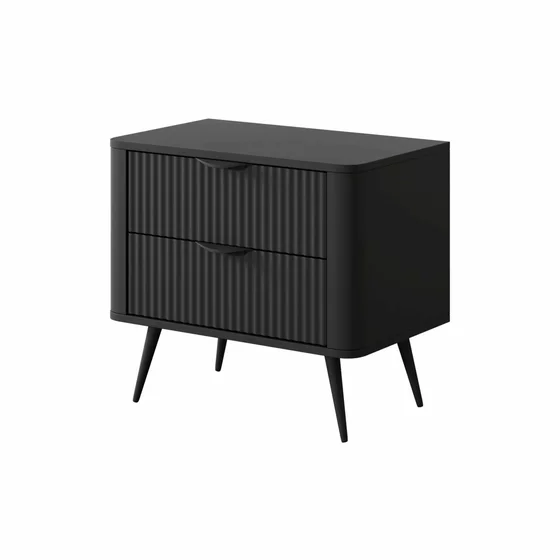 Noptiera Lante 2 Sertare, 63.2x38x55.3 cm, MDF, Negru picture - 2