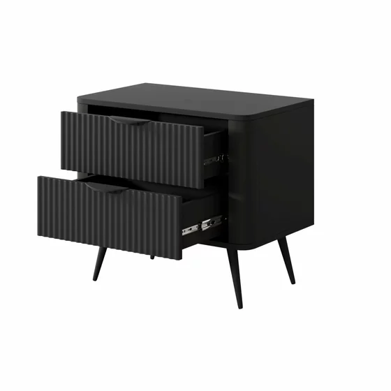 Noptiera Lante 2 Sertare, 63.2x38x55.3 cm, MDF, Negru picture - 4