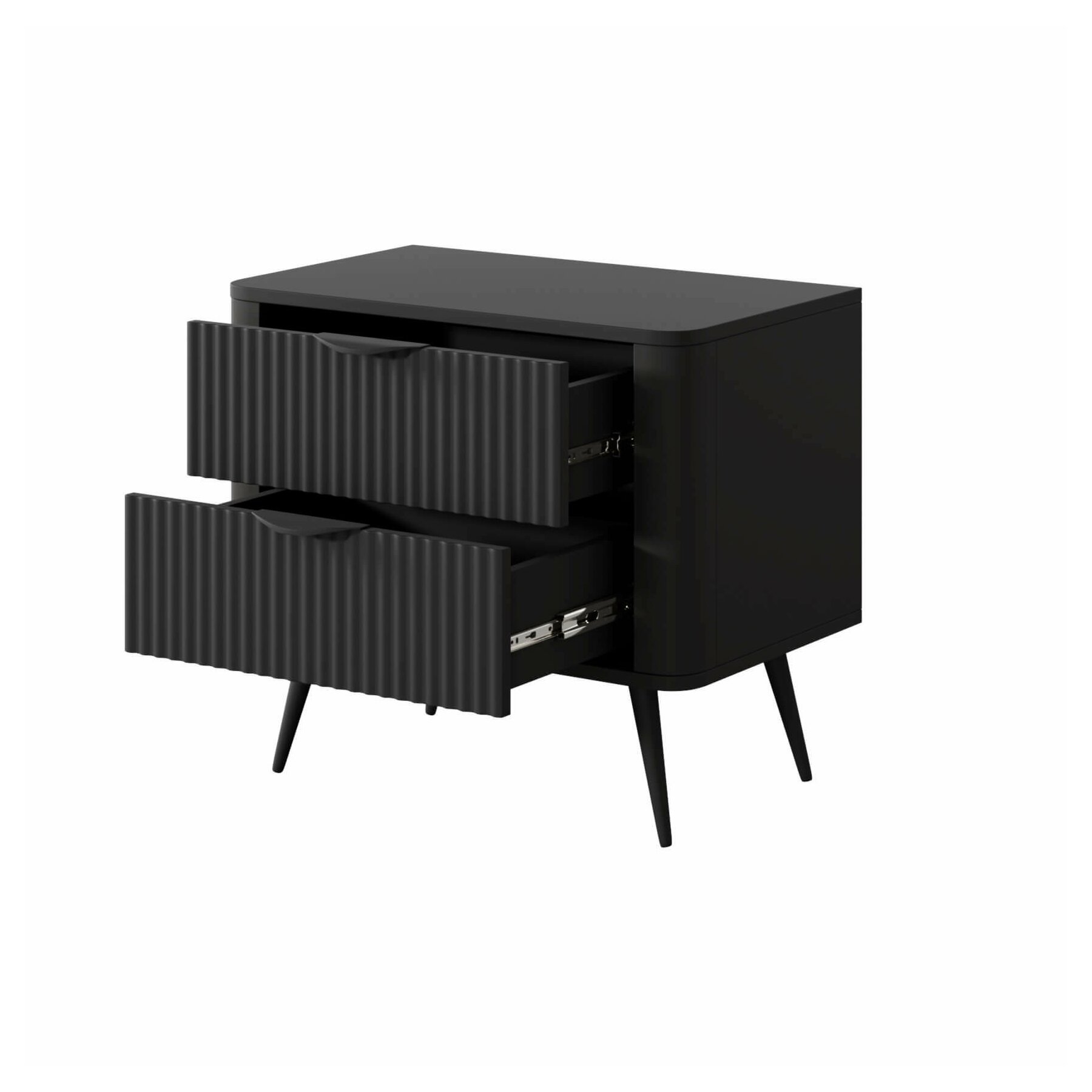Noptiera Lante 2 Sertare, 63.2x38x55.3 cm, MDF, Negru - Kalenda