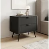 Noptiera Lante 2 Sertare, 63.2x38x55.3 cm, MDF, Negru picture - 1