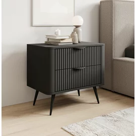 Noptiera Lante 2 Sertare, 63.2x38x55.3 cm, MDF, Negru