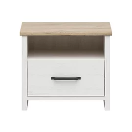 Noptiera Loksa, 55x42.5x47.5 cm, Pal Melaminat, Pin Alb/ Stejar Gradson