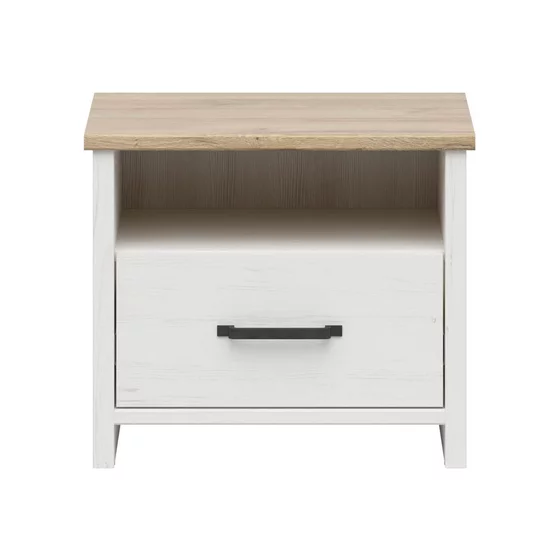 Noptiera Loksa, 55x42.5x47.5 cm, Pal Melaminat, Pin Alb/ Stejar Gradson picture - 2