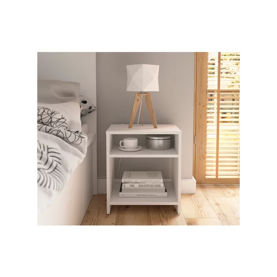 Noptiera Neno, 40x35.5x45.5 h cm, Pal Melaminat, Alb Mat picture - 2