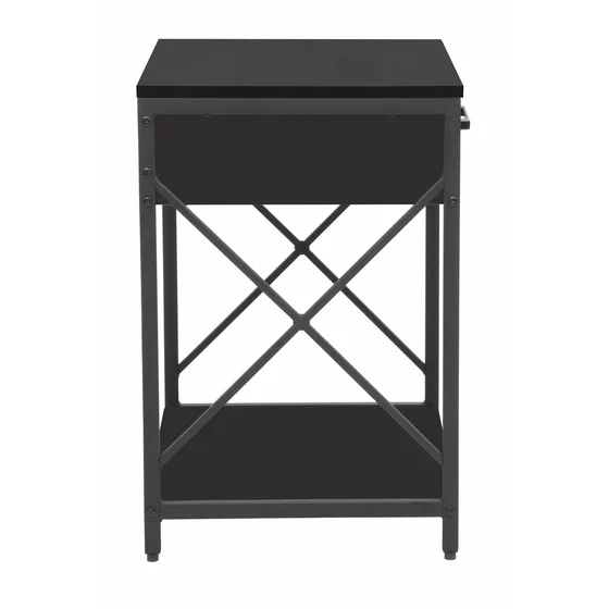 Noptiera Nordic,  48x40x60 cm, Metal/Pal Melaminat, Negru/Negru picture - 3