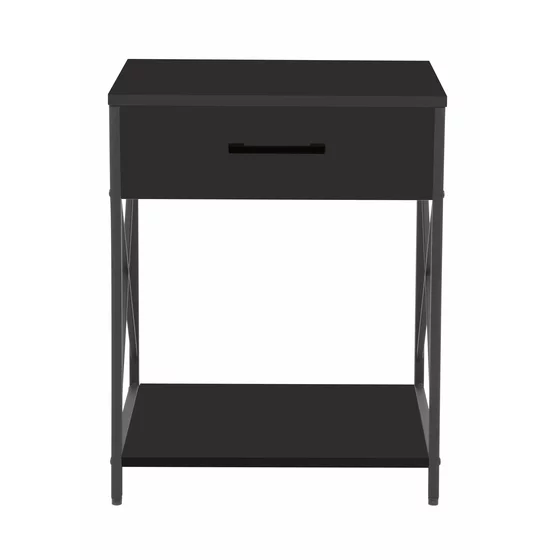 Noptiera Nordic,  48x40x60 cm, Metal/Pal Melaminat, Negru/Negru picture - 6